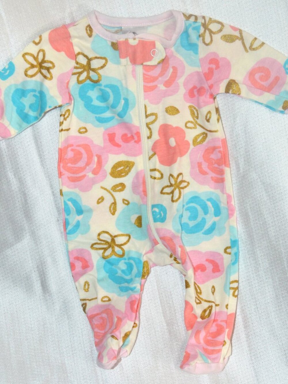 Gerber Floral Baby Footed Sleeper Pajamas, Size 0–3M